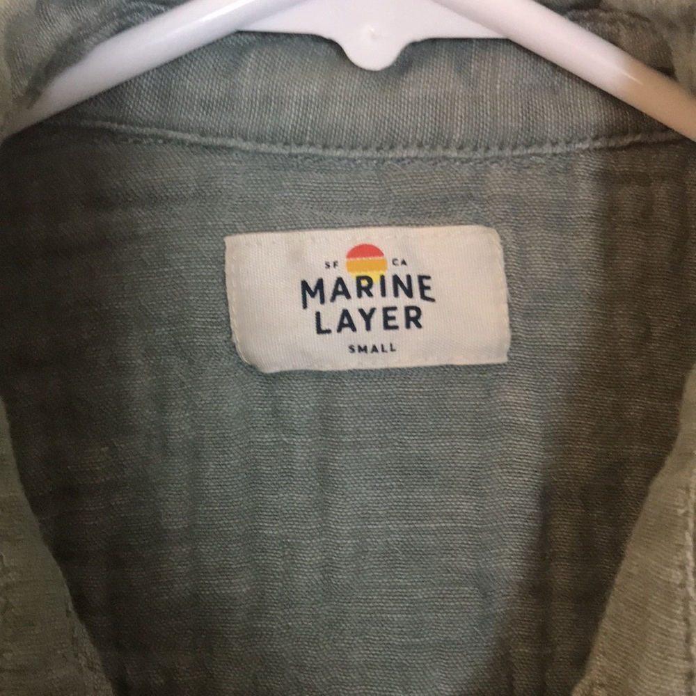 Marine Layer Beldon Button Down Shirt Thyme Green… - image 2